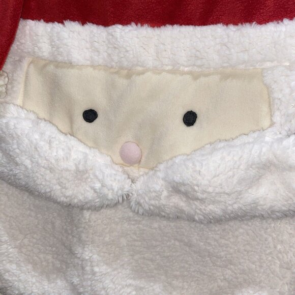 Pottery Barn Red Fleece Christmas Santa Face Sherpa Bag Monogram Johnson 24 x 20 - Picture 3 of 10